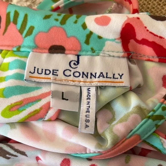 Jude Connally Abstract Medallion Print Coral Green Sz 14 Sheath Mini Dress USA - Picture 13 of 15